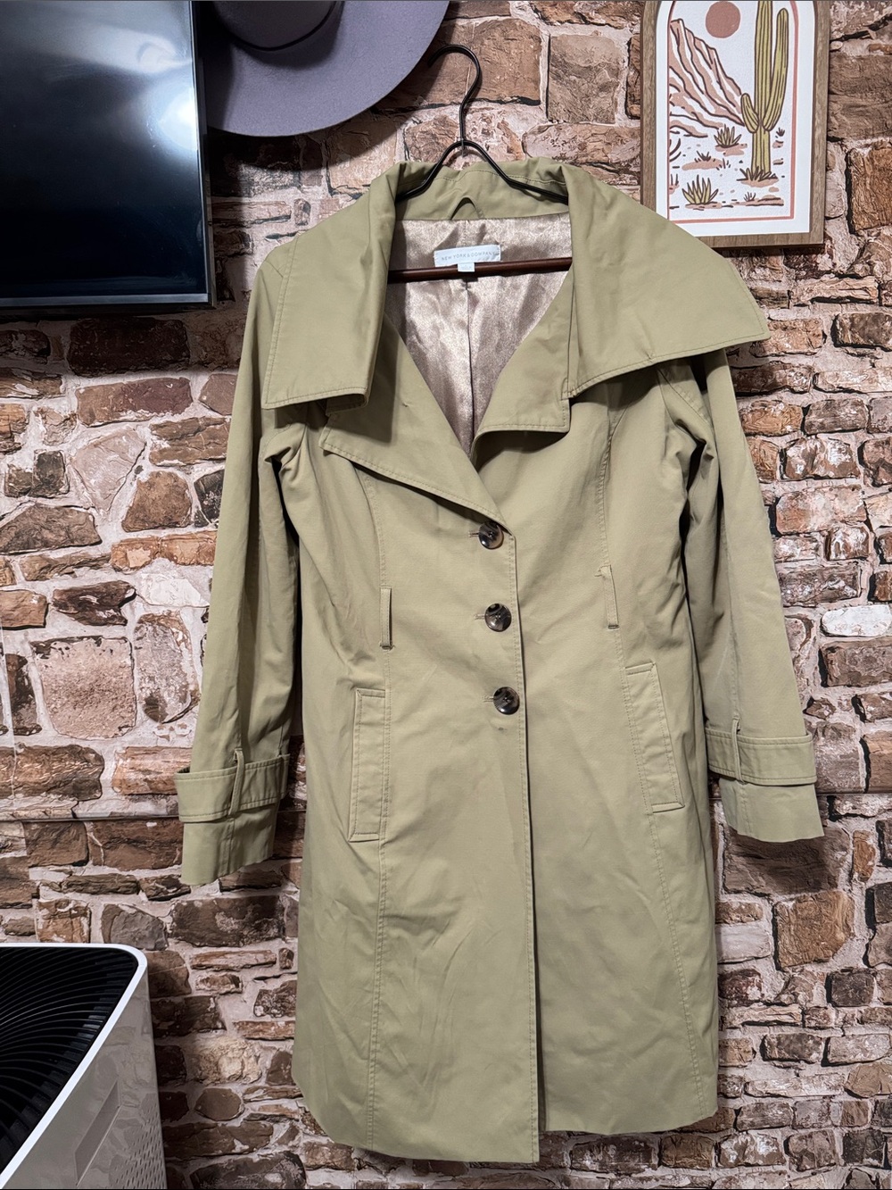 New York & Company Lightweight Beige Trench Coat